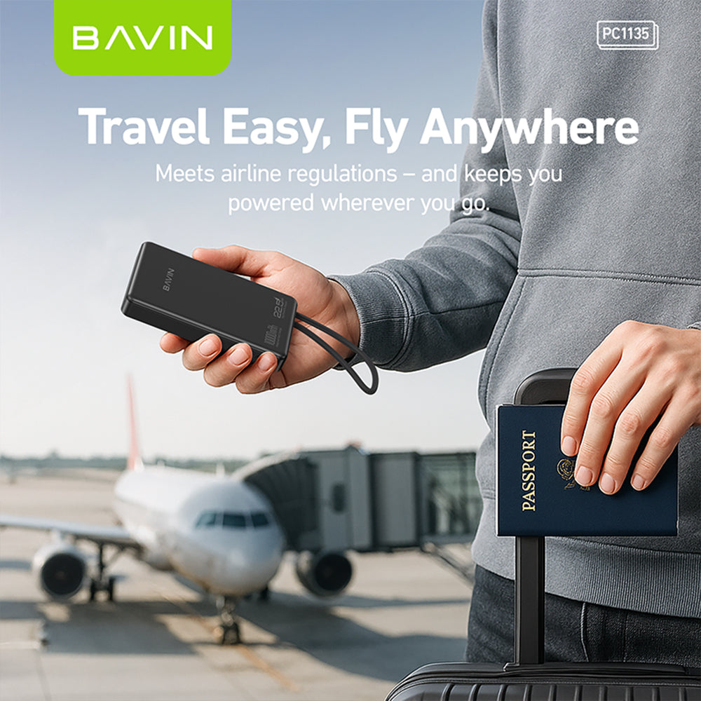 BAVIN Y-PC1135 10000mAh 22.5W Fast Powerbank with Type-C Cable & Lanyard Strap