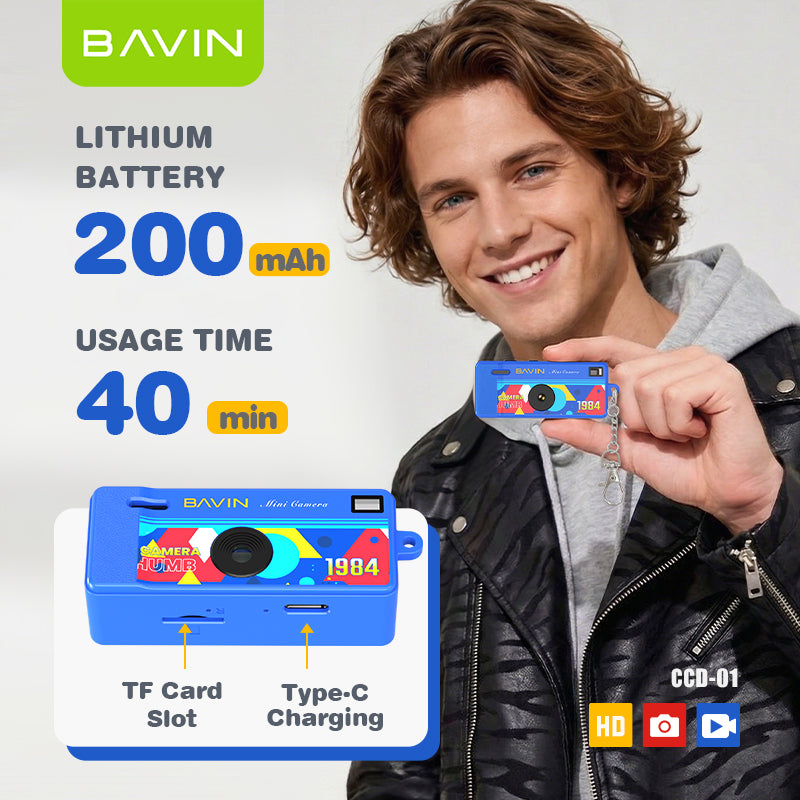 BAVIN CD01 Mini Thumb Camera 1080P HD 12MP Wide w/ Flash and Keychain | Support TF Card