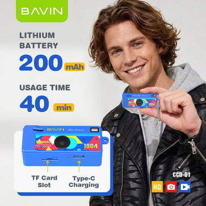 BAVIN CD01 Mini Thumb Camera 1080P HD 12MP Wide w/ Flash and Keychain | Support TF Card