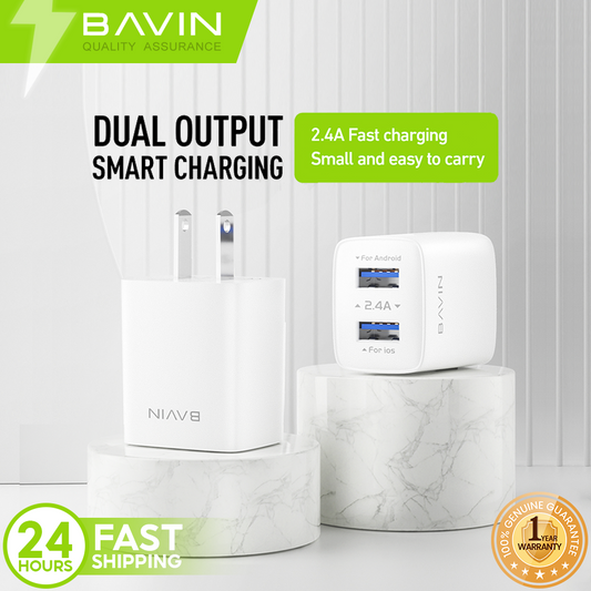 BAVIN C-PC910 2.4A USB Wall Charger w/ 1m Cable