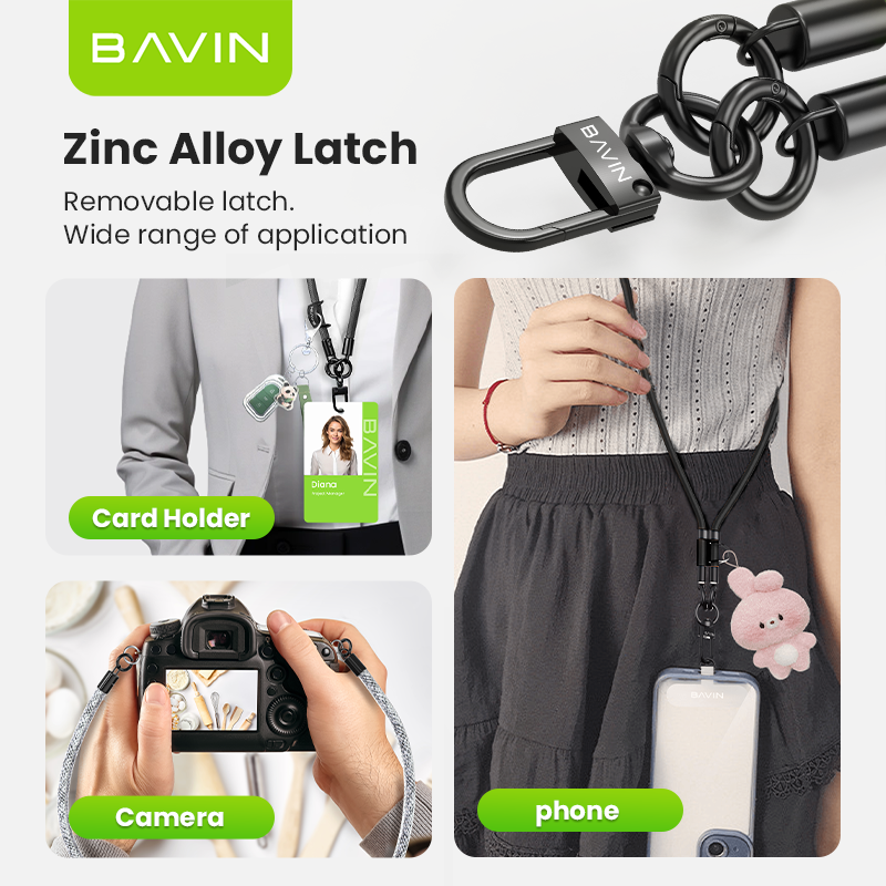 BAVIN BE13 Crossbody Phone Lanyard Necklace Strap Long Universal Strap for Phone Case w/ Safety Clip