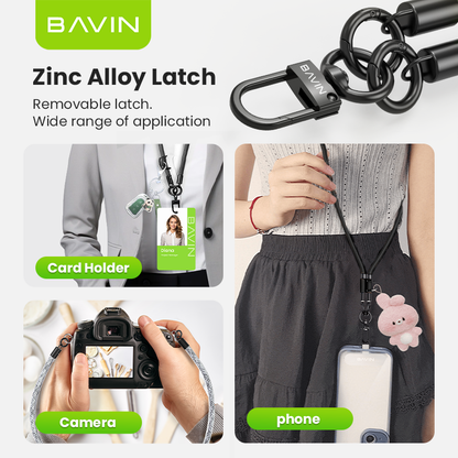 BAVIN BE13 Crossbody Phone Lanyard Necklace Strap Long Universal Strap for Phone Case w/ Safety Clip