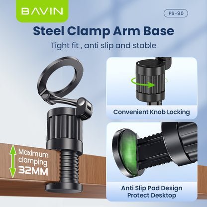 BAVIN PS90 360° Magnetic Phone Holder | Foldable Travel Mount w/ Anti-Slip Pad, Strong Grip & Hands-Free Stand