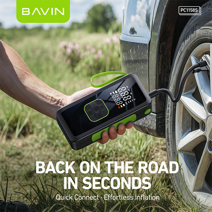 BAVIN Z-PC1158S Portable 150 PSI Car Air Pump Air Compressor Tire Inflator w/ LED Light & 4500mAh Powerbank