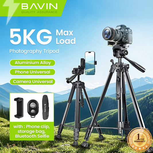 BAVIN D-Z-P22 Camera Aluminum for DSLR Tripod Stand for Smartphones Lightweight w/ Bluetooth Remote
