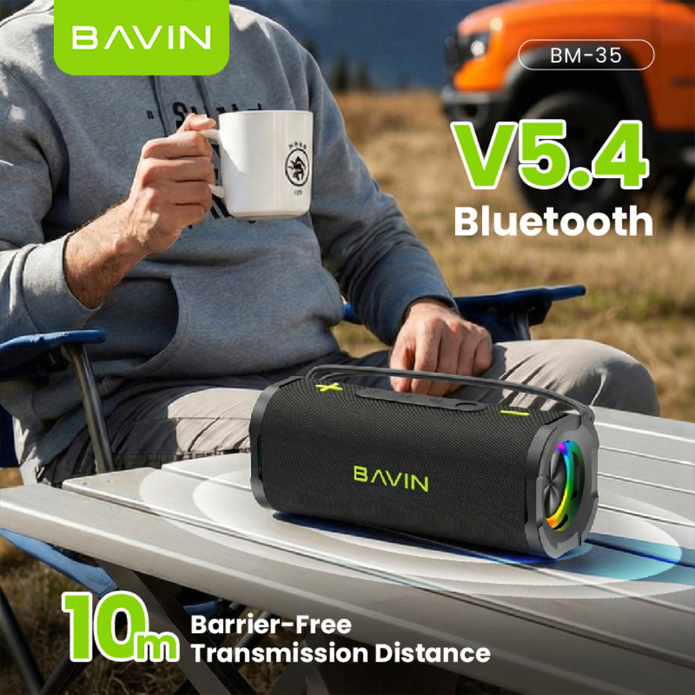 BAVIN BM35 Portable Wireless Bluetooth Speaker 30W TWS Powerful Sound 1800mAh Battery With RGB Light & Lanyard Design