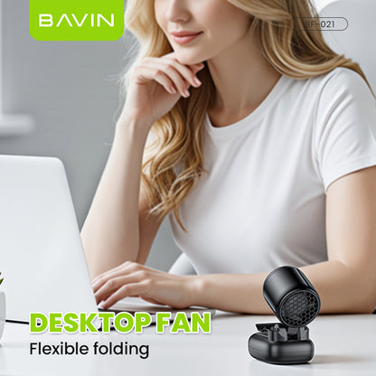 BAVIN BF021 Portable Clip Fan 1200mAh Rechargeable Desk Fan w/High Speed 16000RPM+3 SpeedStrong Wind