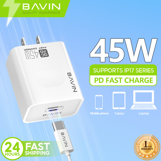 BAVIN C-PC800 45W PD Type-C Fast Charger for iPhone 16 & Laptops