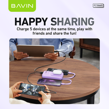 BAVIN PC1066 10000mAh 22.5W Portable Powerbank Fast Charging w/ Built-In Cable & Free Magnetic Ring