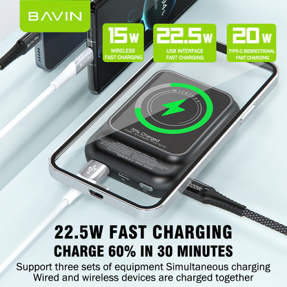 BAVIN Y-PC061 10000mAh Wireless Magnetic Powerbank w/ 22.5W PD Fast Charging