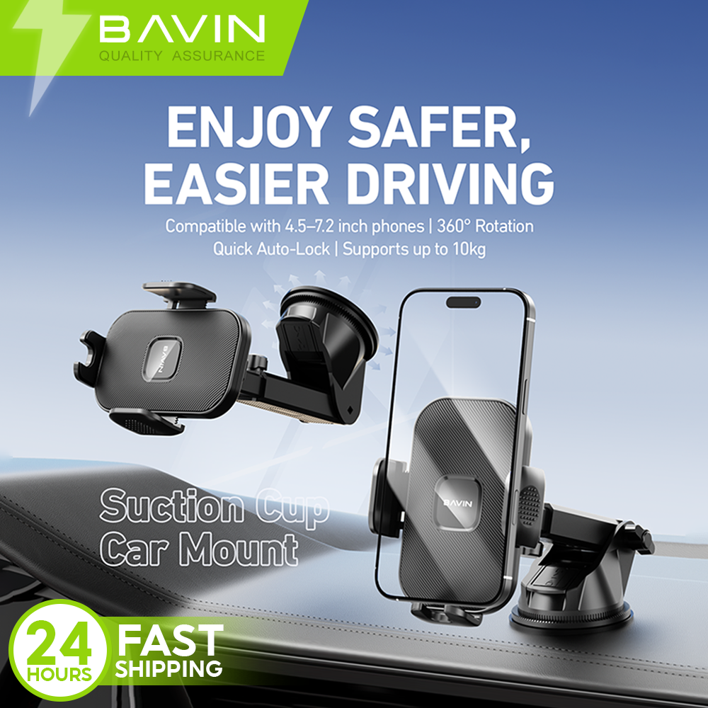 BAVIN D-S-PS74 Auto Suction Car Mount w/ 360° Rotation & Auto Lock