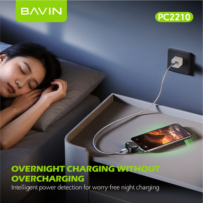 BAVIN PC2210 240W Fast Charging Type-C AI Smart Auto Cut Off Adapter for Laptops,iP & Android Phones