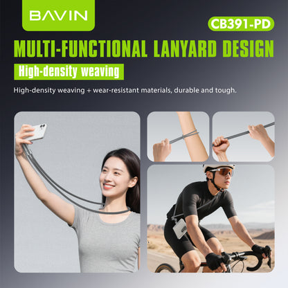 BAVIN U-CB391 2-in-1 30W PD Portable Fast Charging & Data Transmission Cable 1.2M Lanyard Type-C to iPhone / Type-C to Type-C