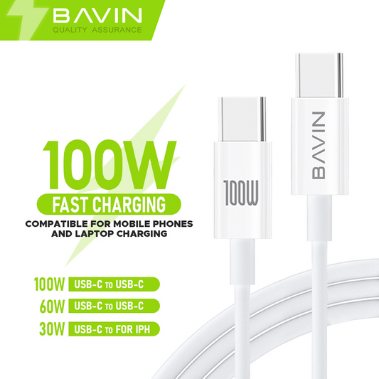 BAVIN U-CB274-XX 100W Data Cable Fast Charging & Data Transfer Type-C to iPh & Type-C to Type-C