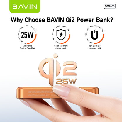 [Qi2 25W] BAVIN PC1208S 10000mAh 25W Magnetic Wireless Powerbank + PD 35W Fast Charge for iPhone 17 Series