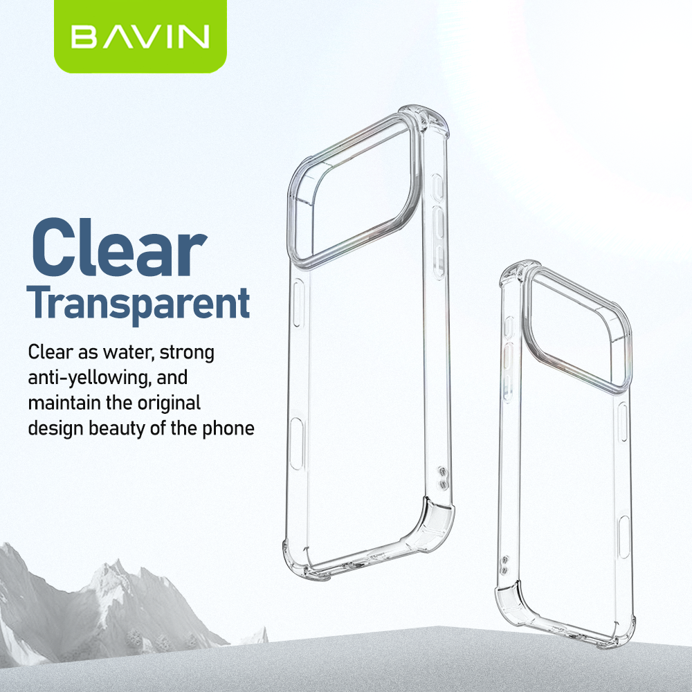 BAVIN E-FS2 Shockproof Clear Soft Silicone TPU Case Back Cover For iPhone 11-17 Pro Max Series