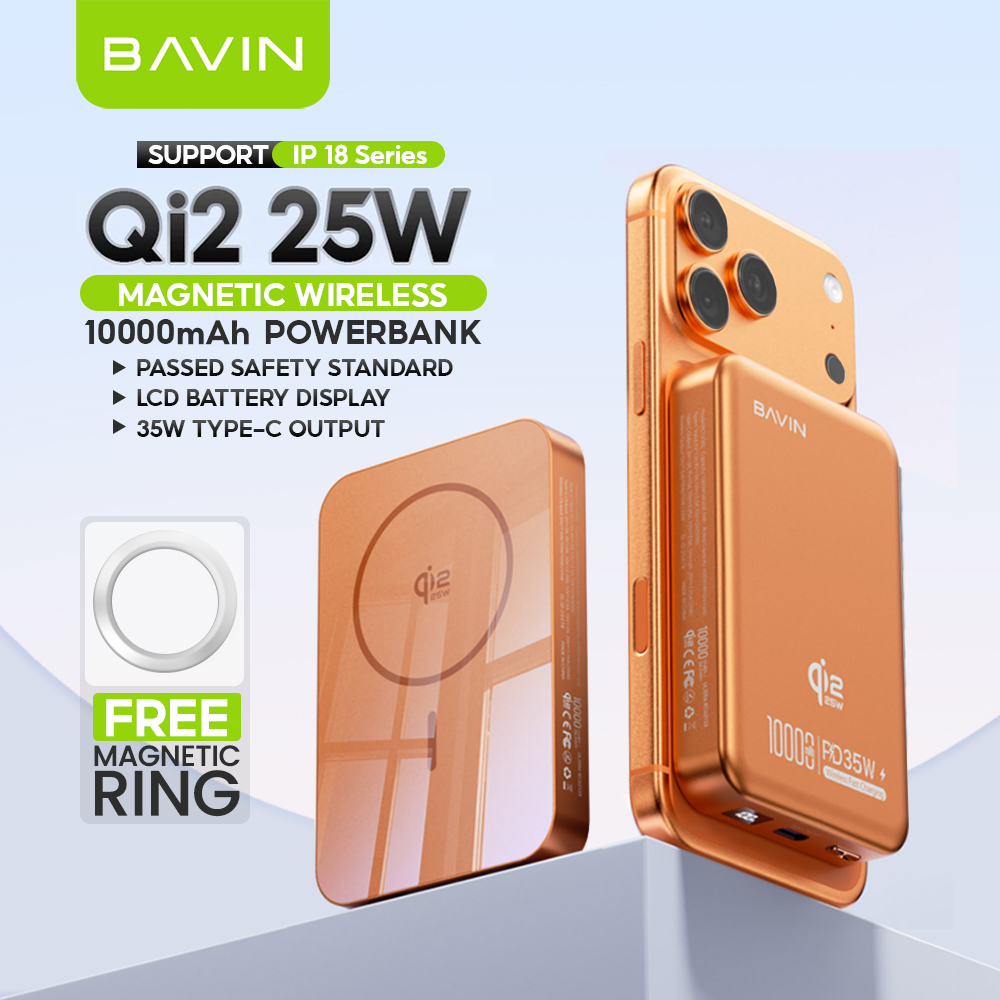 [Qi2 25W] BAVIN PC1208S 10000mAh 25W Magnetic Wireless Powerbank + PD 35W Fast Charge for iPhone 18 Series