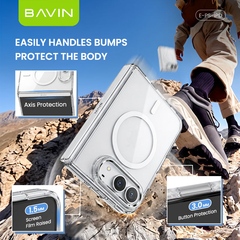 BAVIN PS iPhone Duo Transparent Ultrathin Magnetic Phone Case Shockproof Hinge Protection Phone Cover