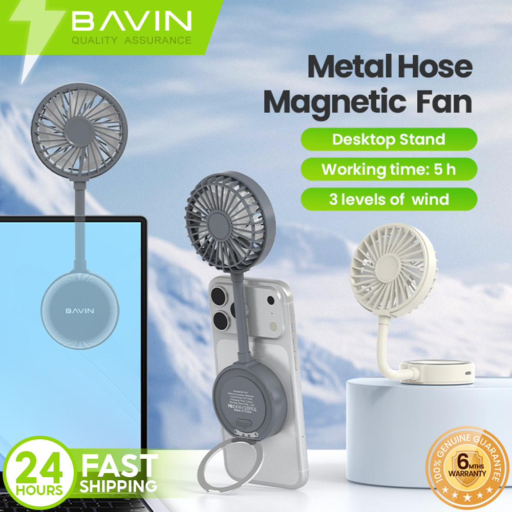 【Christmas Gift】BAVIN BF017 Magnetic Portable Handheld Fan w/Desktop Phone Stand+6000RPM Strong Wind