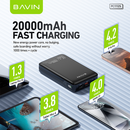 BAVIN PC1112S 20000mAh / 25000mAh 100W Fast Charging Powerbank w/ Built-in Cables, Supports Phones & Laptop