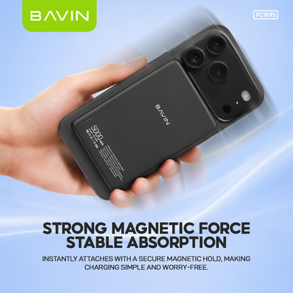 BAVIN PC1095 / PC1106 10000mAh 15W Ultra Thin Fast Charging Wireless Powerbank w/ Free Magnetic Ring