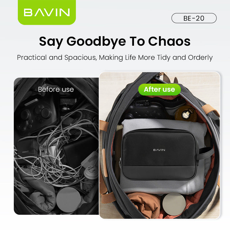 BAVIN E-BE20 Large Capacity Waterproof Bag w/ Password Lock For Earphones, USB Cables, Chargers & Digital Accessories Bag