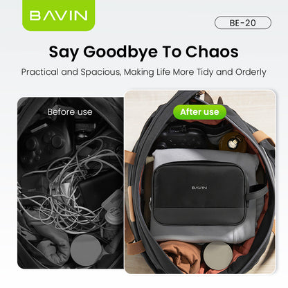 BAVIN E-BE20 Large Capacity Waterproof Bag w/ Password Lock For Earphones, USB Cables, Chargers & Digital Accessories Bag