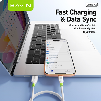 BAVIN CB412 1m/1.2m Fast Charging Cable Supports 12W/18W/30W/60W for Micro/iPhone/ Type-C & High Speed