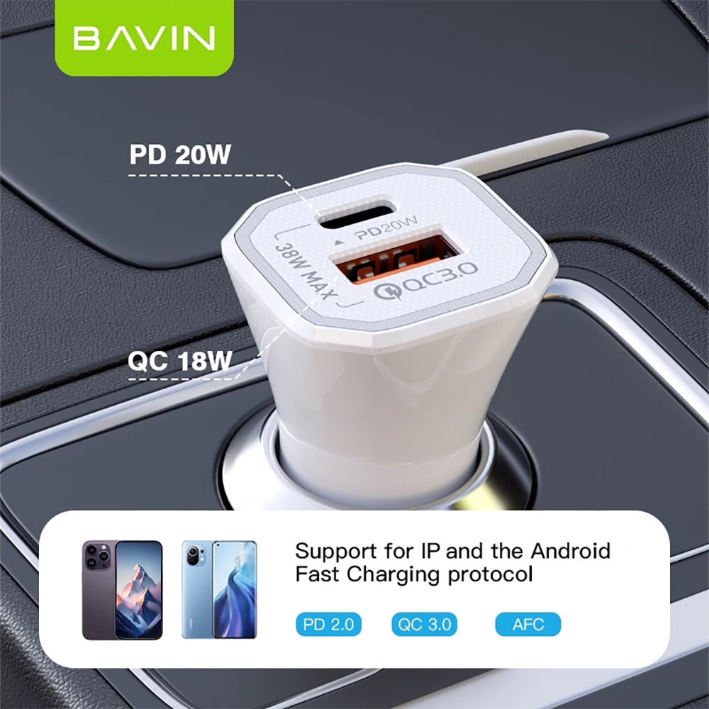 BAVIN C-C-PC875 38W Dual USB Fast Car Charger