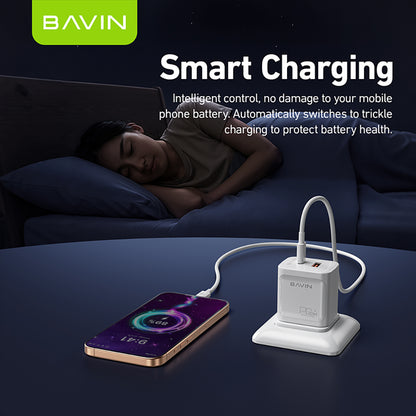 BAVIN C-PC2088 Universal 20W Fast Charging Adaptor Support PD + QC 3.0 Widely Compatibility for Android & iPh Devices