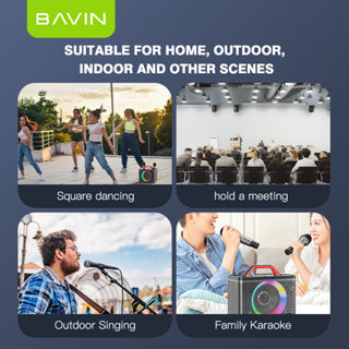 BAVIN DV-BM10 Bluetooth Wireless Portable Karaoke Speaker w/ Dual Bluetooth Microphones & Light