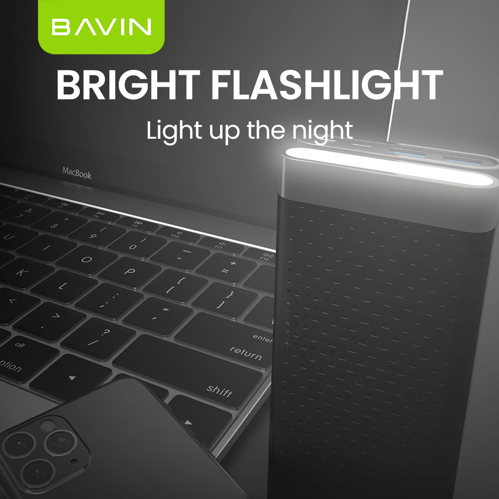 BAVIN Y-PC089 30000mAh Powerbank w/ Built-in Flashlight Dual Input & USB Output