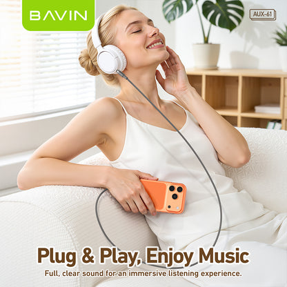 BAVIN AUX60/AUX61 1M Hi-Res Type-C / iPhone to 3.5mm AUX Audio Cable Male to Male for Headphone Headset