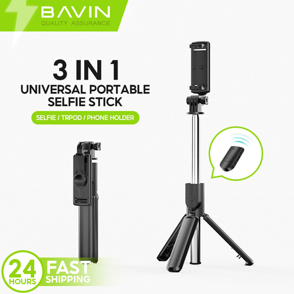 BAVIN D-Z-P09 Portable Selfie Stick & Tripod w/ Bluetooth Remote for Outdoor Use
