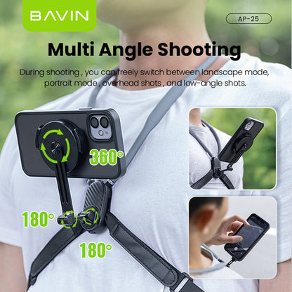 BAVIN D-Z-P25 Magnetic & D-Z-P26 Clip-On Universal Neck Mount Phone Holders | 360° Rotating | Hands-Free Stand for Mobile Phones