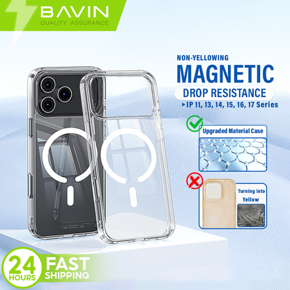 BAVIN YX306 Magnetic Clear Phone Case Shockproof Non-Yellowing Compatible for iPhone 11 / 13 / 14 / 15 / 16 / 17 Pro Max Series