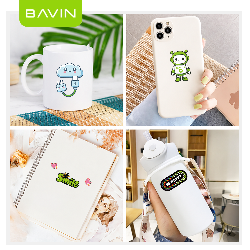 BAVIN Cute Cartoon Character Stickers Transparent DIY Decorative Sticker Suitable for Powerbank, Laptop & Smartphones