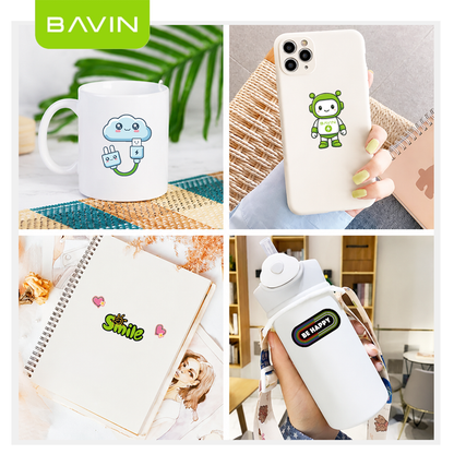 BAVIN Cute Cartoon Character Stickers Transparent DIY Decorative Sticker Suitable for Powerbank, Laptop & Smartphones