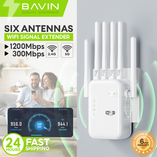 BAVIN C-PC2053 Wireless WiFi Repeater & Signal Extender (2.4G/5G, Up to 1200Mbps)
