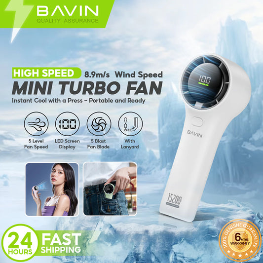 BAVIN BF-003 Mini Handheld Turbo Portable Fan w/ Up to 5 Gears Strong Wind Speeds