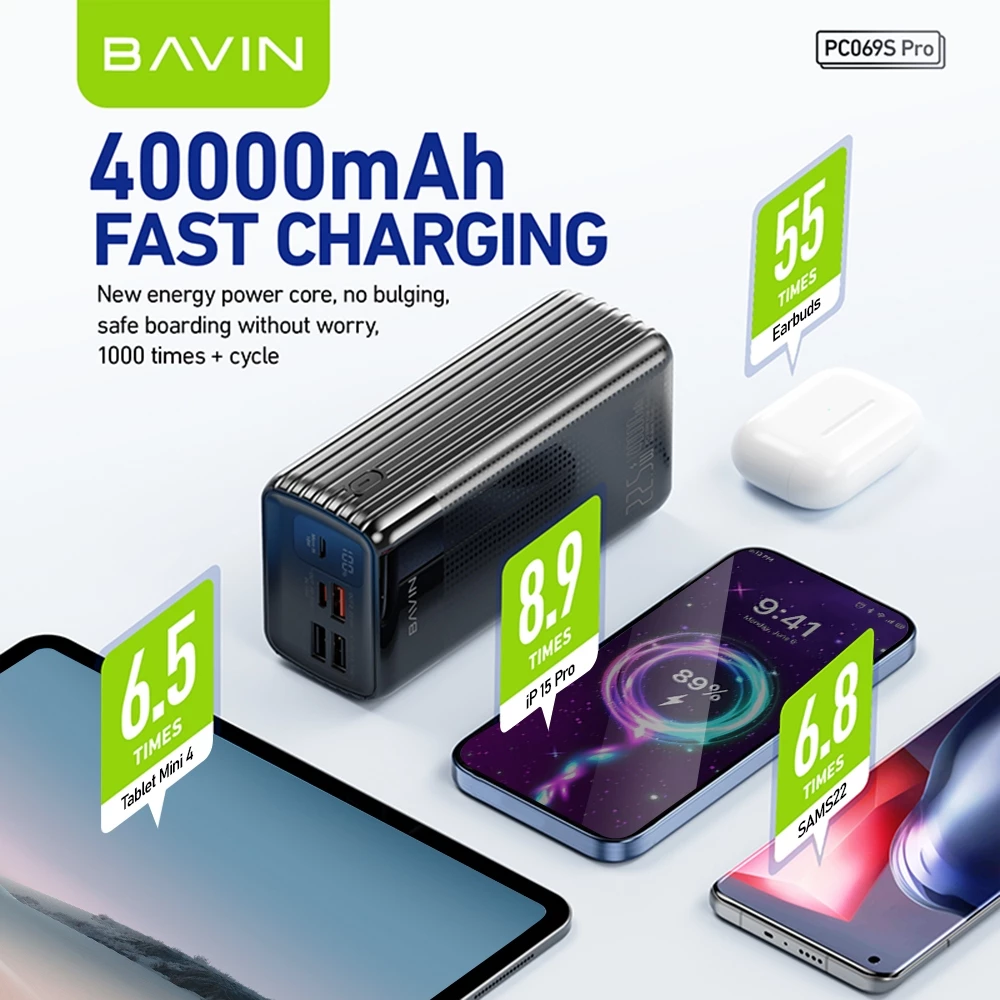 BAVIN PC069 Pro 22.5W 40000mAh Fast Charging Large Capacity Powerbank w/ Multiple 3.0A Output & Input
