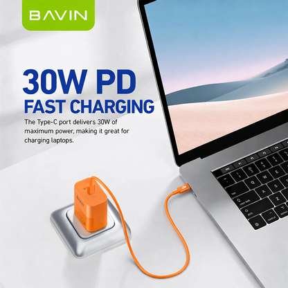 BAVIN PC916 30W PD Fast Charging Wall Charger Compatible for Type-C to Type C & Type-C to iPhone