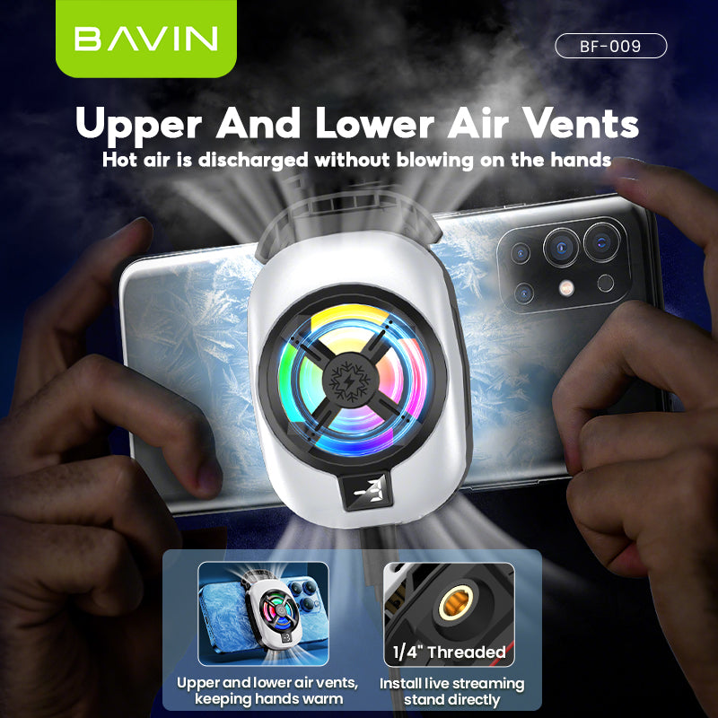 BAVIN BF-009 Gaming Phone Cooler Semiconductor Radiator w/ Clip-On Mount Dual Vent Airflow & Silent Cooling