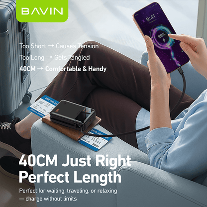 BAVIN Y-PC1188 20000mAh 65W /  PC1187S 10000mAh PD Fast Charging Powerbank w/ Built-in Type-C Cable | LED Display Laptop & Mobile Compatible