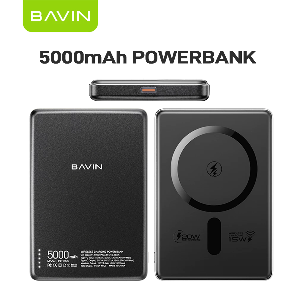 BAVIN PC1095 / PC1106 10000mAh 15W Ultra Thin Fast Charging Wireless Powerbank w/ Free Magnetic Ring