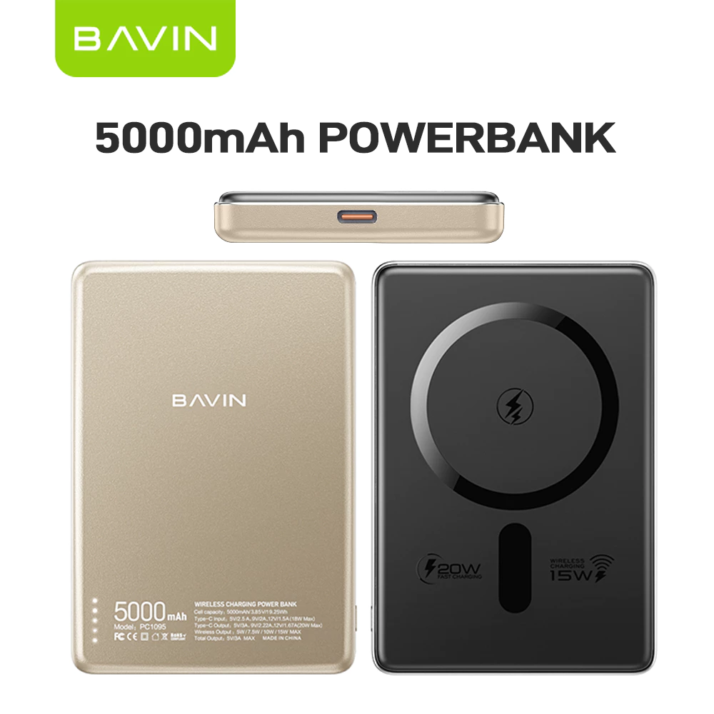 BAVIN PC1095 / PC1106 10000mAh 15W Ultra Thin Fast Charging Wireless Powerbank w/ Free Magnetic Ring