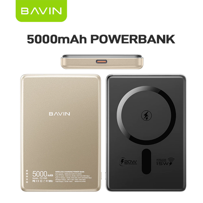 BAVIN PC1095 / PC1106 10000mAh 15W Ultra Thin Fast Charging Wireless Powerbank w/ Free Magnetic Ring