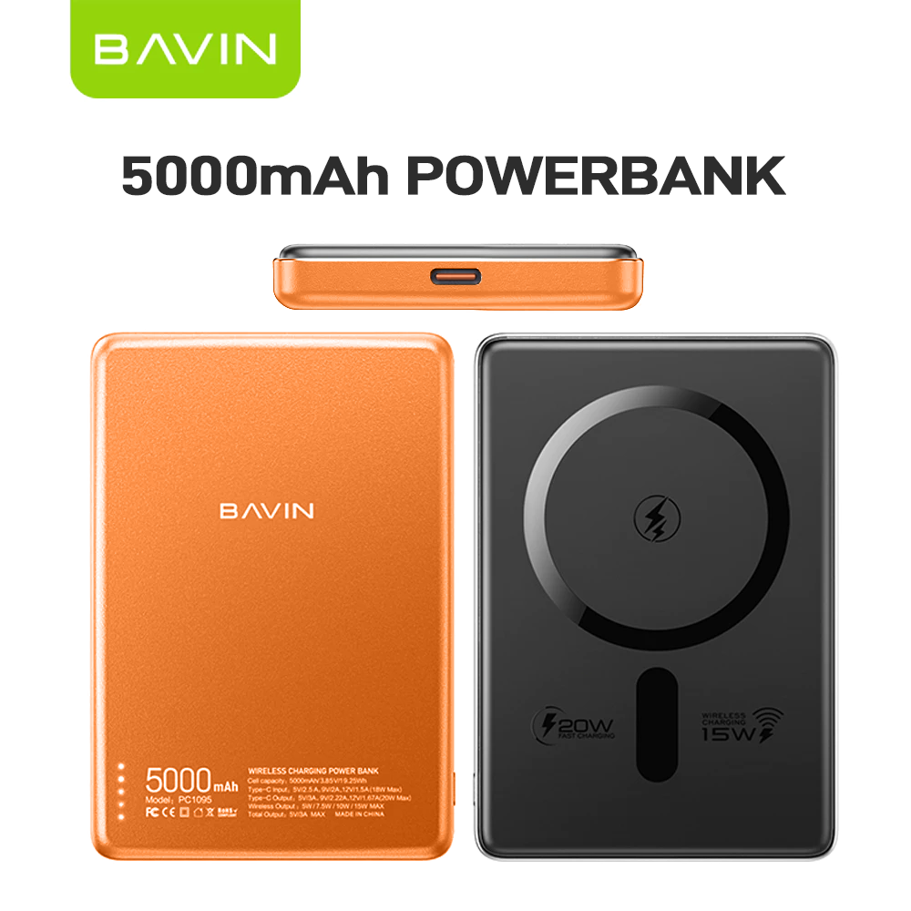BAVIN PC1095 / PC1106 10000mAh 15W Ultra Thin Fast Charging Wireless Powerbank w/ Free Magnetic Ring