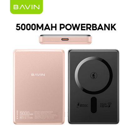 BAVIN PC1095 / PC1106 10000mAh 15W Ultra Thin Fast Charging Wireless Powerbank w/ Free Magnetic Ring