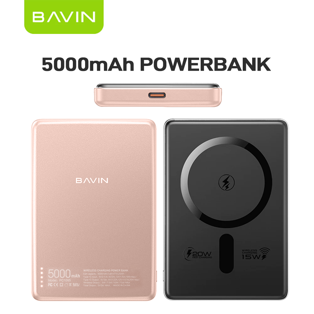 BAVIN PC1095 / PC1106 10000mAh 15W Ultra Thin Fast Charging Wireless Powerbank w/ Free Magnetic Ring
